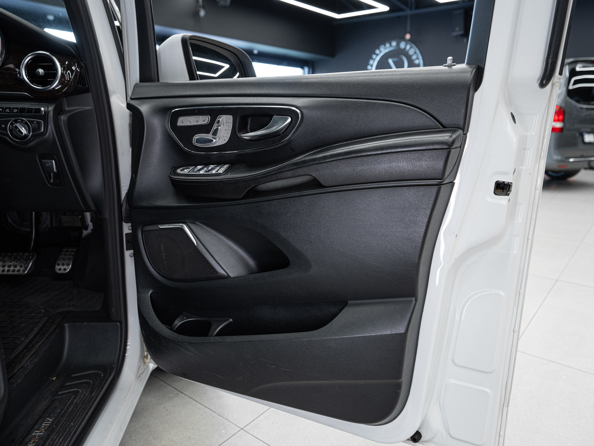 white mercedes benz v250d 19